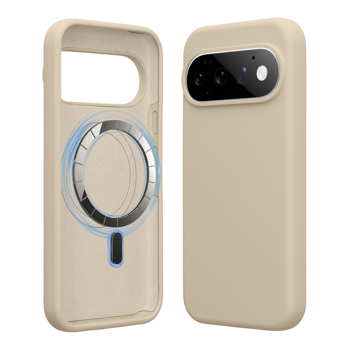 kwmobile Hülle kompatibel mit Google Pixel 11 / Pixel 11 Pro Hülle - magnetisches Silikon Case kompatibel mit MagSafe - Cover gummiert Creme matt Creme matt