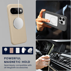 kwmobile Hülle kompatibel mit Google Pixel 11 / Pixel 11 Pro Hülle - magnetisches Silikon Case kompatibel mit MagSafe - Cover gummiert Creme matt Creme matt