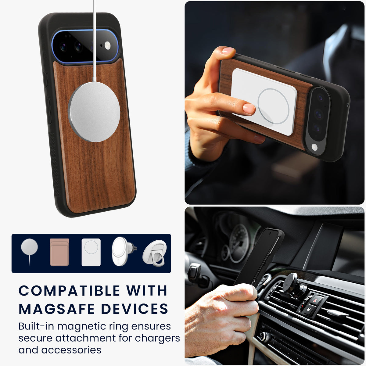 Google Pixel 11 Holz Handyhülle Dunkelbraun KWM0000218D001C