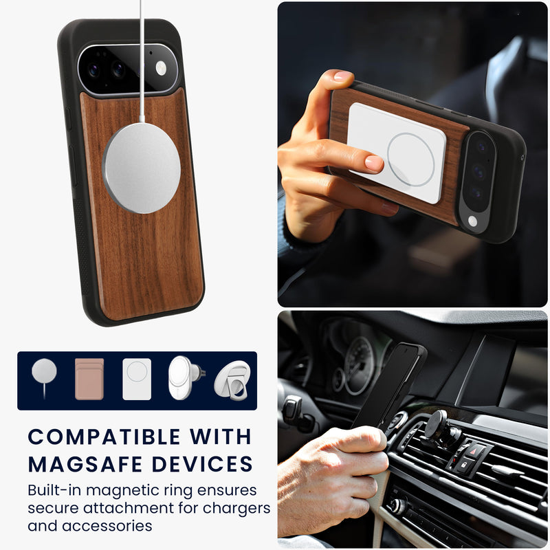 Google Pixel 11 Pro XL Holz Handyhülle mit MagSafe Dunkelbraun KWM0000218E001C