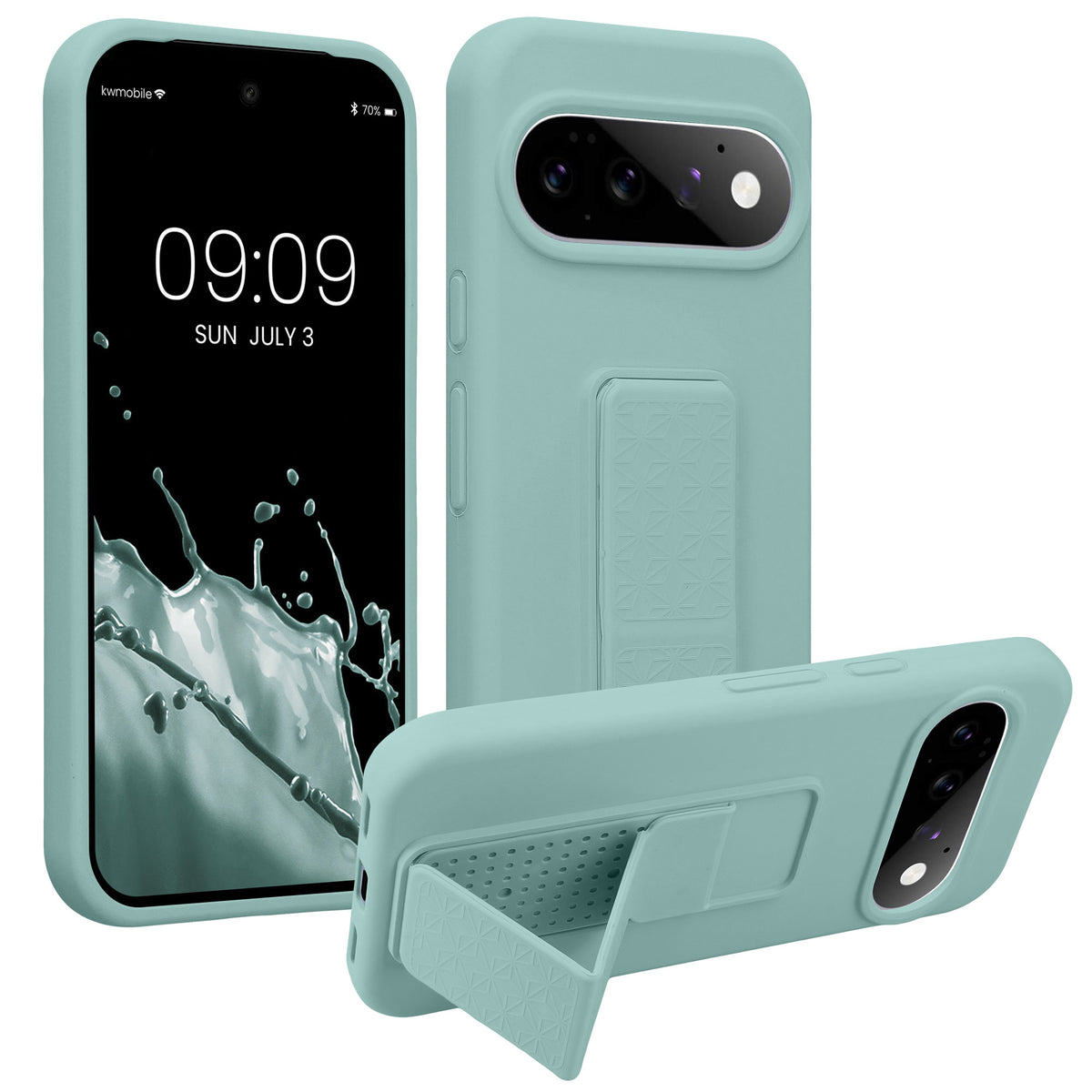 Google Pixel 11 Silikon Handyhülle mit Fingerhalter mit Ständer Mintgrün