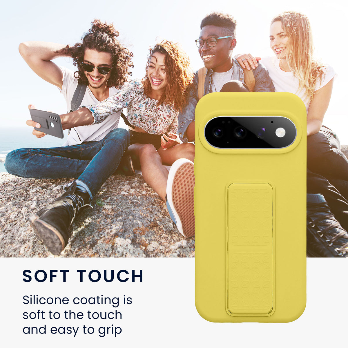 Google Pixel 11 Silikon Handyhülle mit Fingerhalter mit Ständer KWM0000218F005C