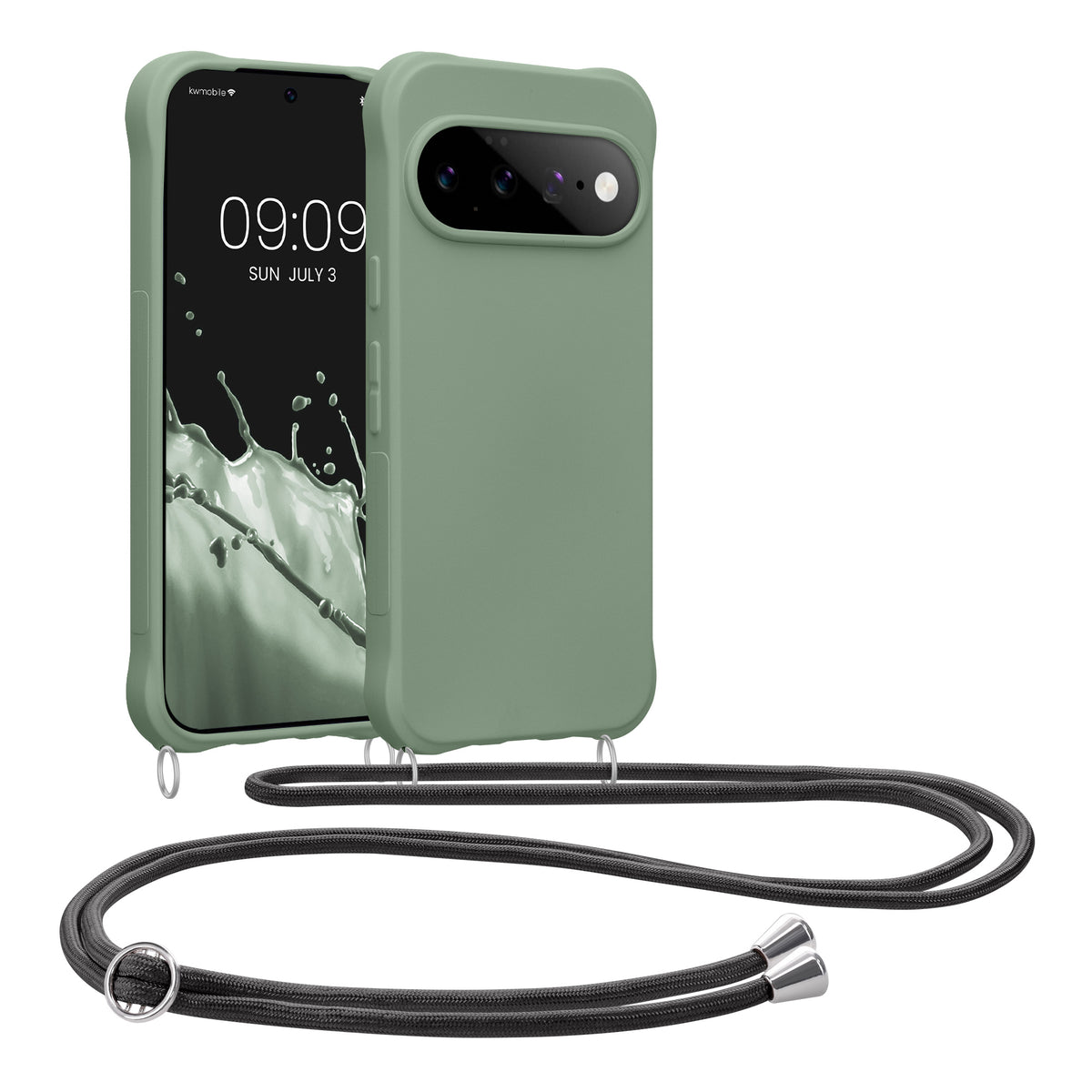 Google Pixel 11 Silikon Handykette matt Graugrün