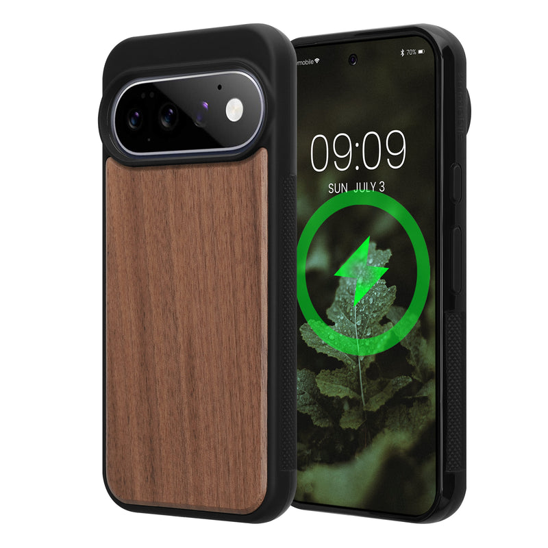 kwmobile Echtholz Hülle Pixel 11 Pro MagSafe Dunkelbraun
