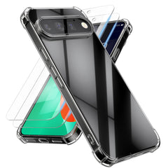 kwmobile Hülle kompatibel mit Google Pixel 11 Pro Case - Handyhülle mit 2x Glas Schutz Folie - TPU Cover Handyhülle in Transparent Transparent