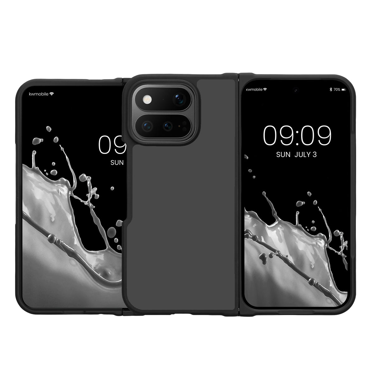 kwmobile Bumper Hülle kompatibel mit Google Pixel 11 Pro Fold - Kunststoff Schutzhülle mit TPU Silikon Bumper Schwarz Matt Transparent Schwarz
