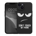 kwmobile Hülle kompatibel mit Apple iPhone 14 - Handyhülle Silikon Case - Don't touch my Phone Weiß Schwarz Weiß  [dsg01]