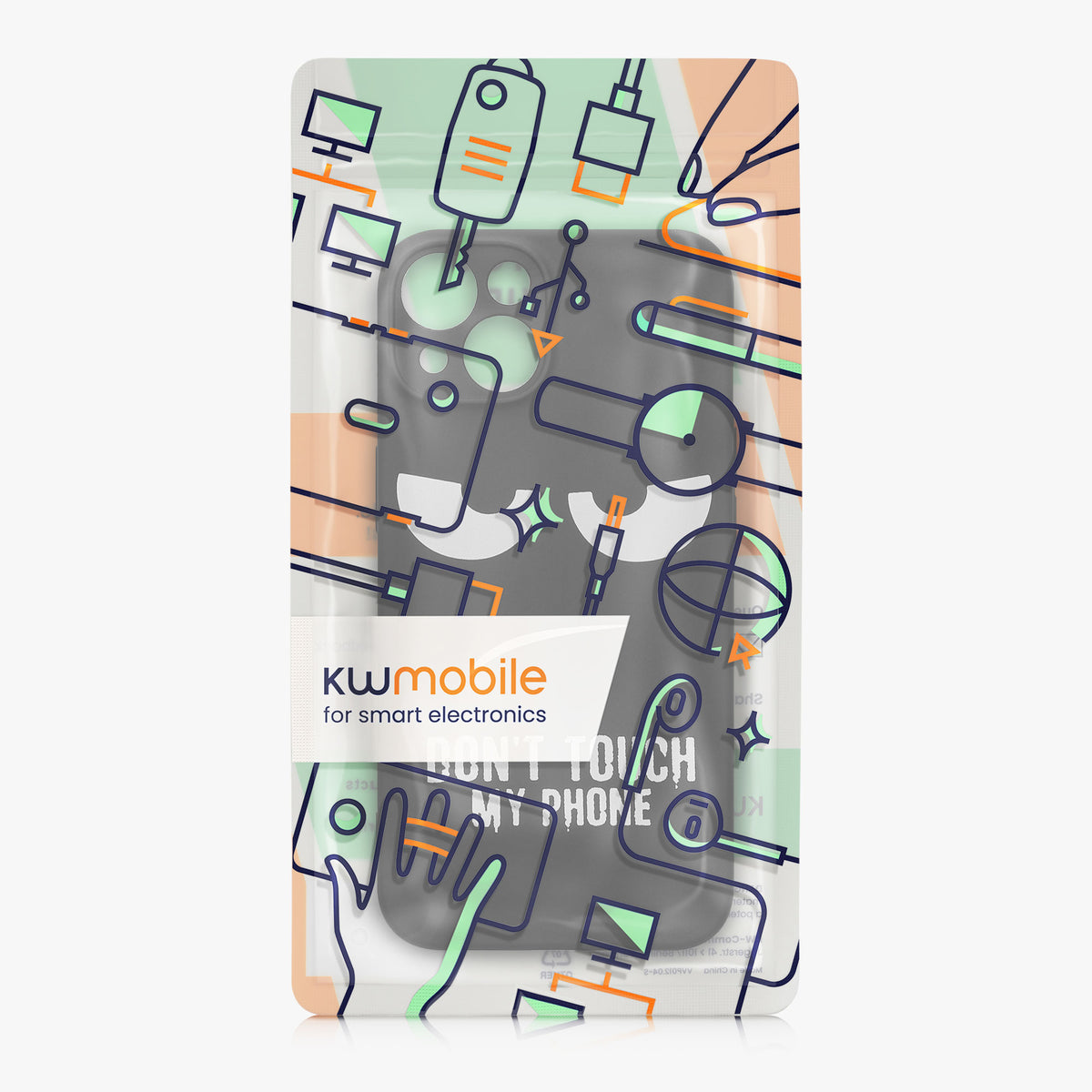 kwmobile Hülle kompatibel mit Apple iPhone 14 - Handyhülle Silikon Case - Don't touch my Phone Weiß Schwarz Weiß  [dsg01]