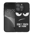 kwmobile Hülle kompatibel mit Apple iPhone 15 Pro - Handyhülle Silikon Case - Don't touch my Phone Weiß Schwarz Weiß