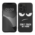 kwmobile Hülle kompatibel mit Apple iPhone 13 Pro - Handyhülle Silikon Case - Don't touch my Phone Weiß Schwarz Weiß  [dsg01]
