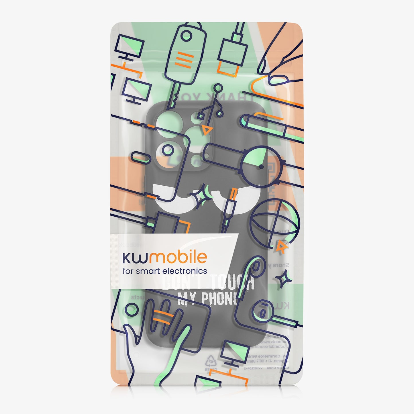 kwmobile Hülle kompatibel mit Apple iPhone 13 Pro - Handyhülle Silikon Case - Don't touch my Phone Weiß Schwarz Weiß  [dsg01]