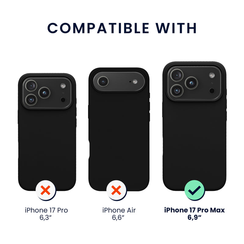 kwmobile Handyhülle mit 2x Displayschutzfolien kompatibel mit Apple iPhone 17 Pro Max Hülle - Screen Protector aus gehärtetem Glas - kabelloses Laden - Schwarz Schwarz