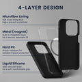 kwmobile Handyhülle mit 2x Displayschutzfolien kompatibel mit Apple iPhone 17 Pro Max Hülle - Screen Protector aus gehärtetem Glas - kabelloses Laden - Schwarz Schwarz