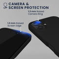 kwmobile Handyhülle mit 2x Displayschutzfolien kompatibel mit Apple iPhone 16 Hülle - Screen Protector aus gehärtetem Glas - kabelloses Laden - Schwarz Schwarz