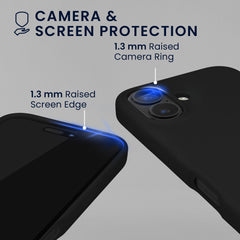 kwmobile Handyhülle mit 2x Displayschutzfolien kompatibel mit Apple iPhone 16 Hülle - Screen Protector aus gehärtetem Glas - kabelloses Laden - Schwarz Schwarz