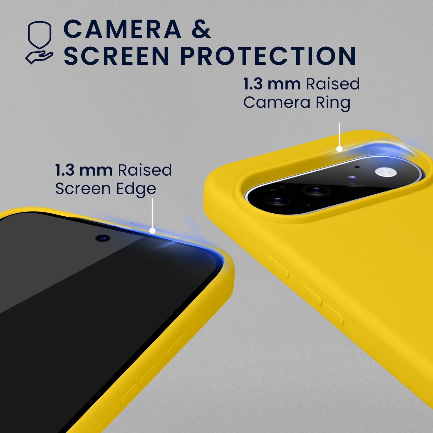 kwmobile Handyhülle mit 2x Displayschutzfolien kompatibel mit Google Pixel 11 / Pixel 11 Pro Hülle - Screen Protector aus gehärtetem Glas - kabelloses Laden - Strahlend Gelb Strahlend Gelb