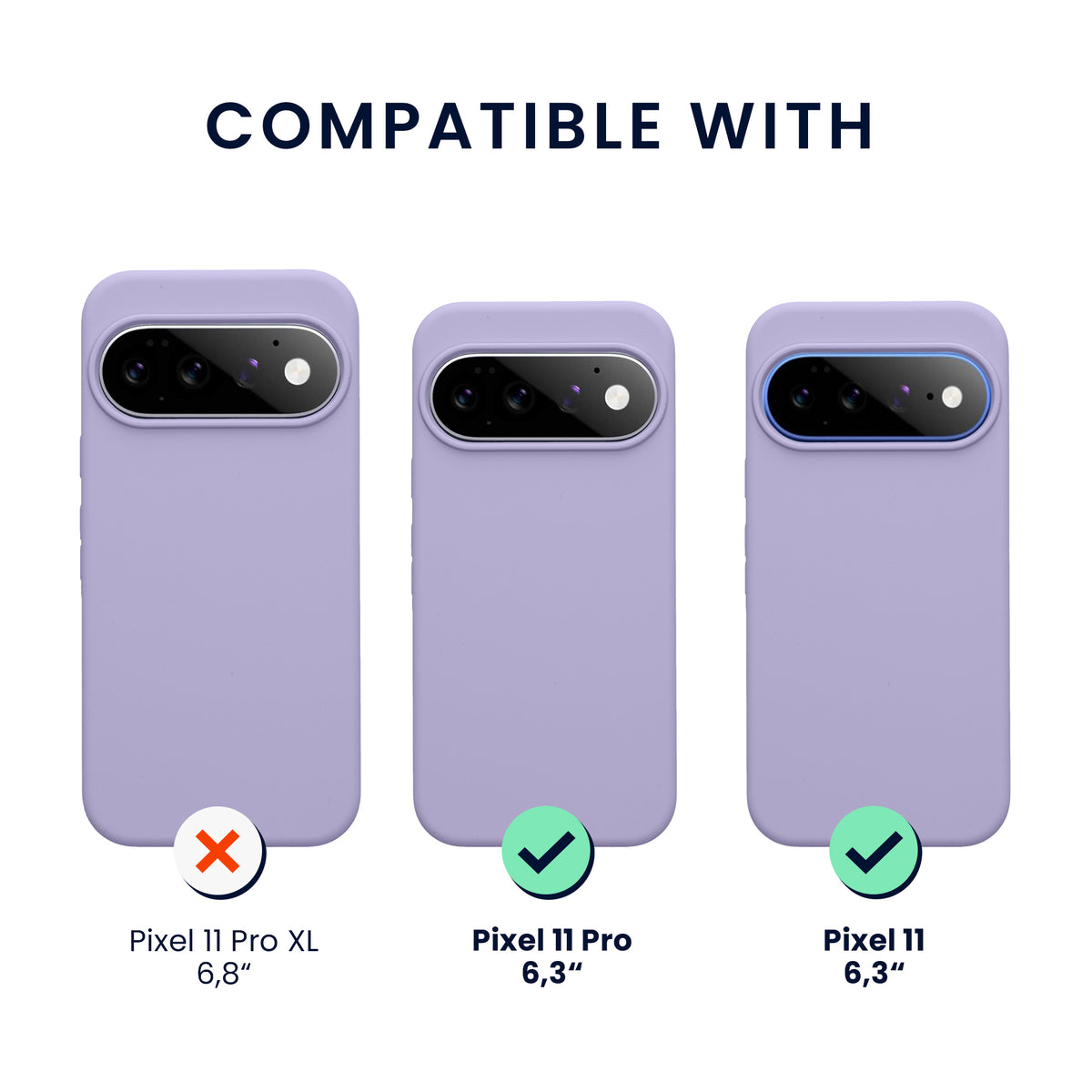 kwmobile Handyhülle mit 2x Displayschutzfolien kompatibel mit Google Pixel 11 / Pixel 11 Pro Hülle - Screen Protector aus gehärtetem Glas - kabelloses Laden - Lavendel Lavendel