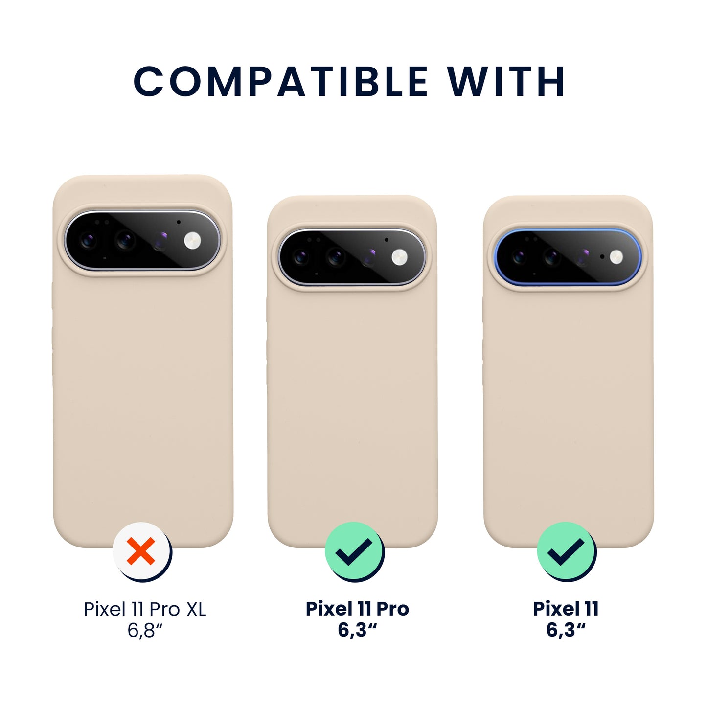 kwmobile Handyhülle mit 2x Displayschutzfolien kompatibel mit Google Pixel 11 / Pixel 11 Pro Hülle - Screen Protector aus gehärtetem Glas - kabelloses Laden - Creme matt Creme matt