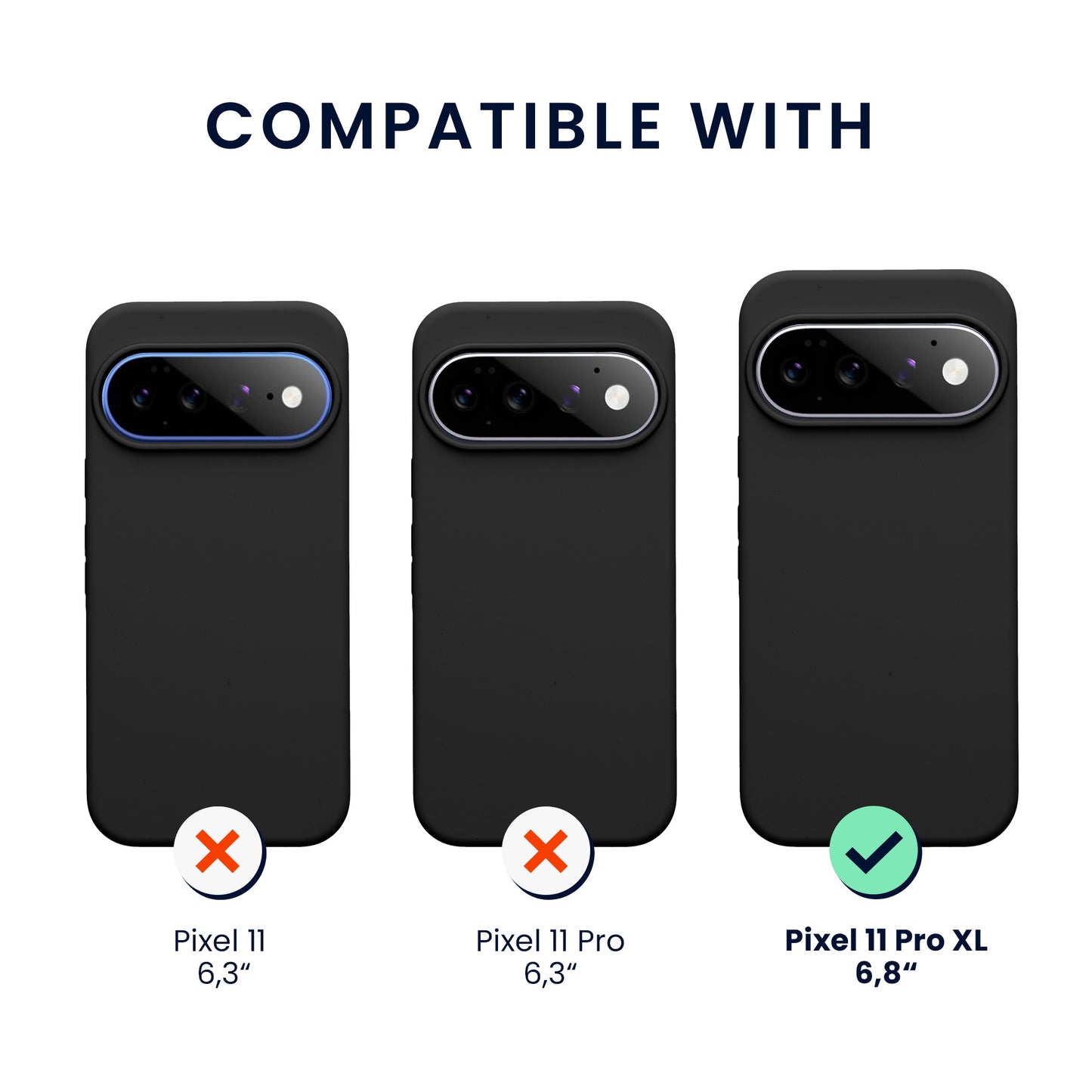 kwmobile Handyhülle mit 2x Displayschutzfolien kompatibel mit Google Pixel 11 Pro XL Hülle - Screen Protector aus gehärtetem Glas - kabelloses Laden - Schwarz Schwarz