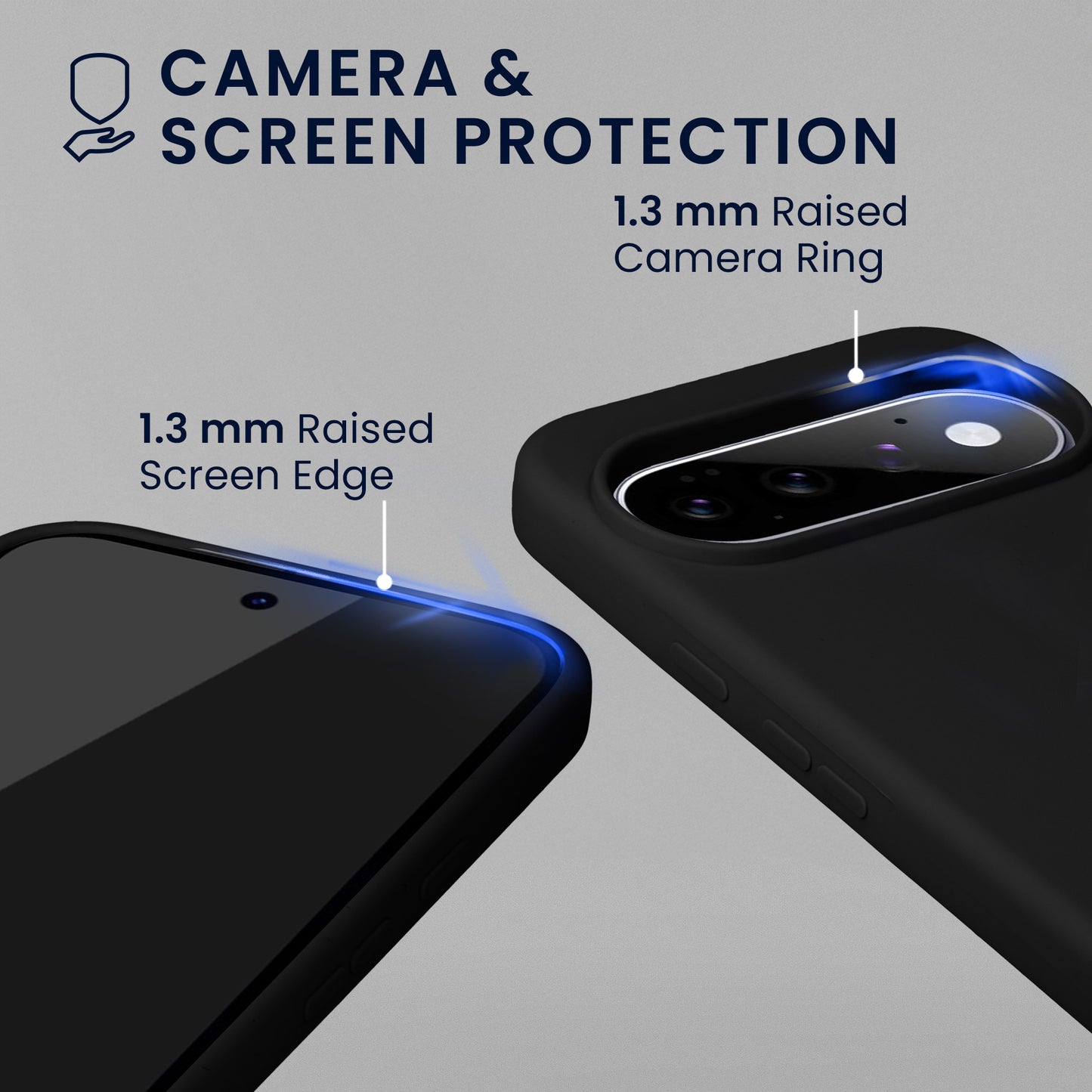 kwmobile Handyhülle mit 2x Displayschutzfolien kompatibel mit Google Pixel 11 Pro XL Hülle - Screen Protector aus gehärtetem Glas - kabelloses Laden - Schwarz Schwarz