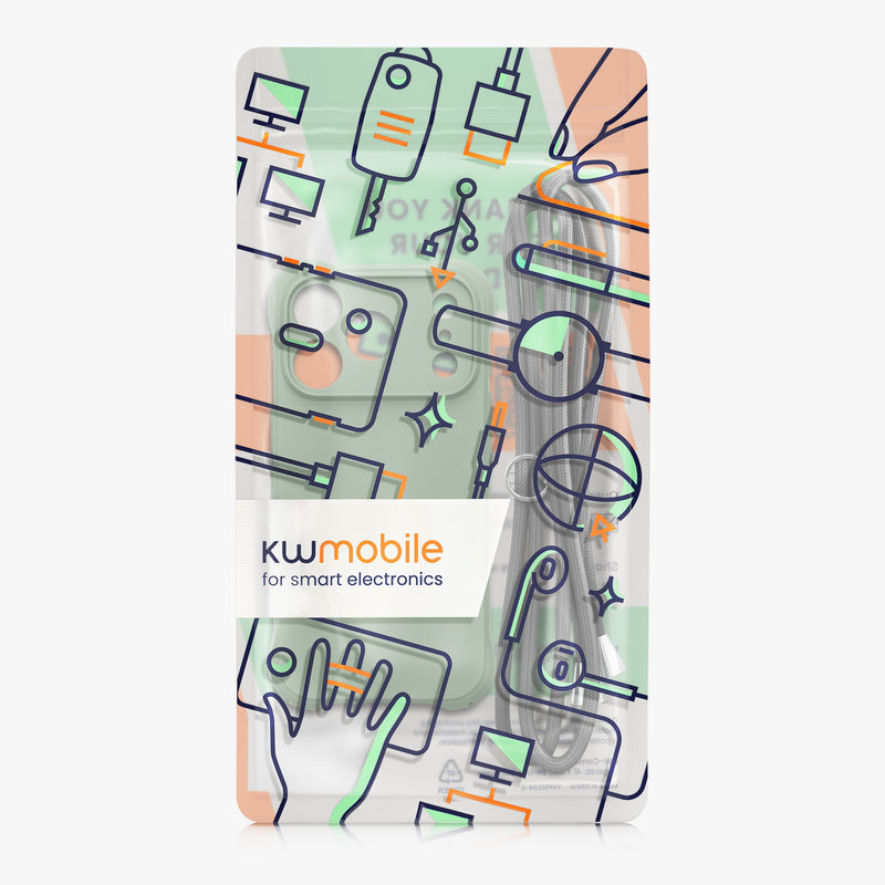 kwmobile Necklace Case kompatibel mit Apple iPhone 17 Pro Hülle - Cover mit Kordel zum Umhängen - Silikon Schutzhülle Graugrün Graugrün