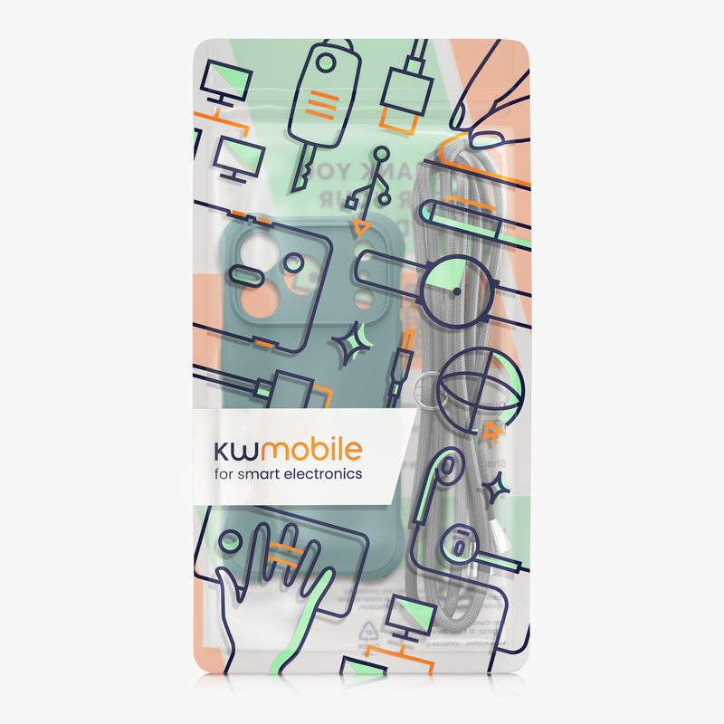kwmobile Necklace Case kompatibel mit Apple iPhone 17 Pro Hülle - Cover mit Kordel zum Umhängen - Silikon Schutzhülle Petrol Petrol
