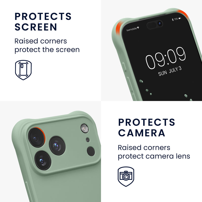 kwmobile Necklace Case kompatibel mit Apple iPhone 17 Pro Max Hülle - Cover mit Kordel zum Umhängen - Silikon Schutzhülle Graugrün Graugrün