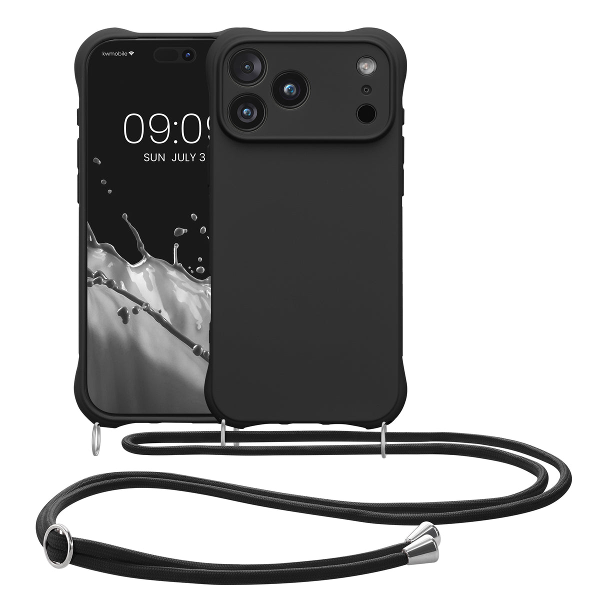 kwmobile Necklace Case kompatibel mit Apple iPhone 17 Pro Max Hülle - Cover mit Kordel zum Umhängen - Silikon Schutzhülle Schwarz Schwarz