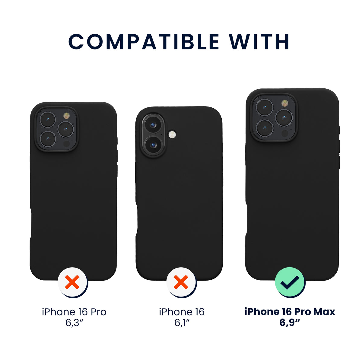 kwmobile Handyhülle mit 2x Displayschutzfolien kompatibel mit Apple iPhone 16 Pro Max Hülle - Screen Protector aus gehärtetem Glas - kabelloses Laden - Schwarz Schwarz