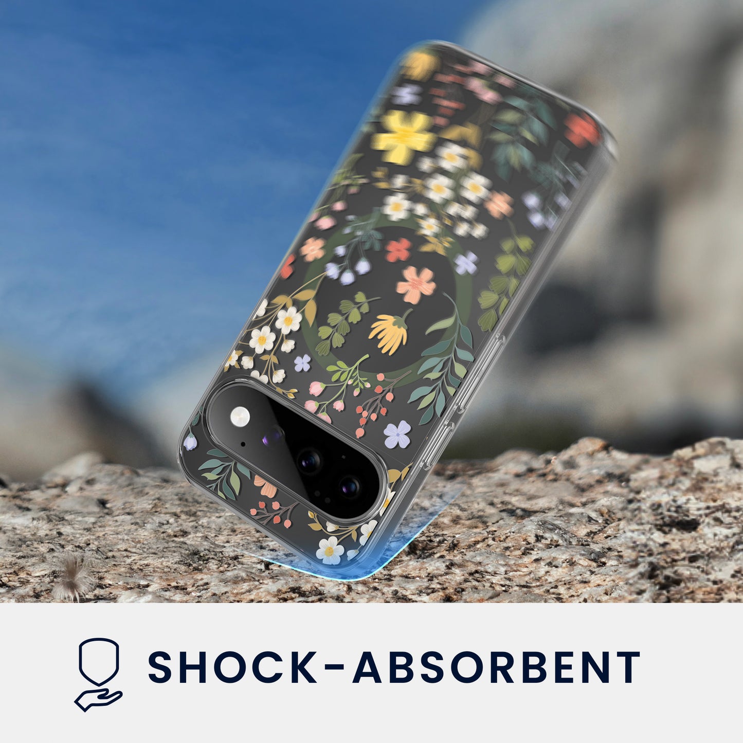 kwmobile kristallklares Hardcase kompatibel mit Google Pixel 11 Pro XL Hülle - kompatibel mit MagSafe - Acryl-Hülle mit TPU Case - Zauberhafte Blumen Gelb  [dsg01]