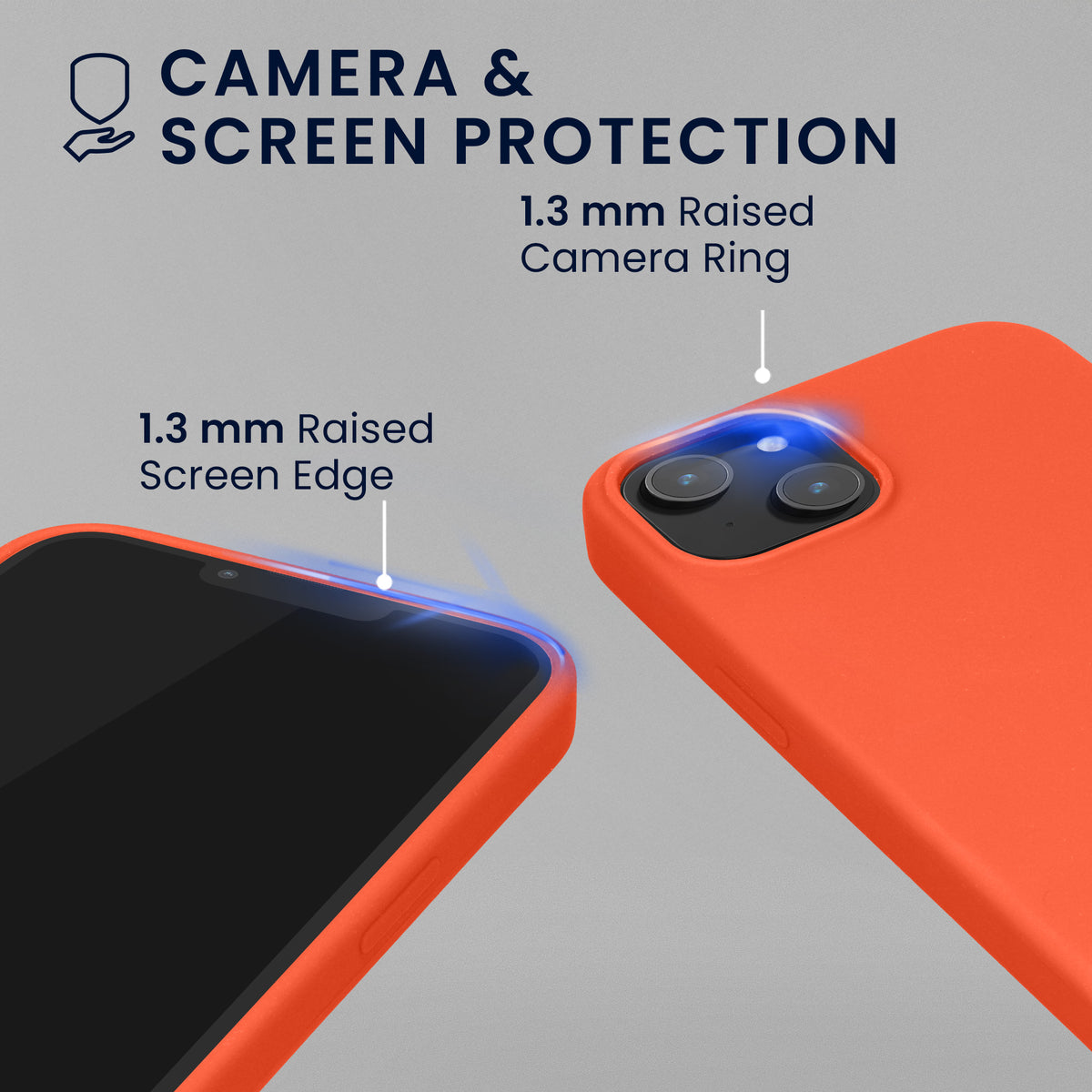 kwmobile Handyhülle mit 2x Displayschutzfolien kompatibel mit Apple iPhone 14 Hülle - Screen Protector aus gehärtetem Glas - kabelloses Laden - Leuchtende Koralle Leuchtende Koralle