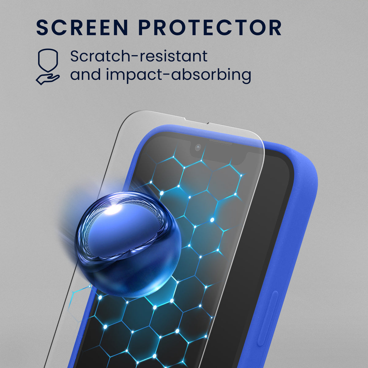 kwmobile Handyhülle mit 2x Displayschutzfolien kompatibel mit Apple iPhone 14 Hülle - Screen Protector aus gehärtetem Glas - kabelloses Laden - Baltik Blau Baltik Blau
