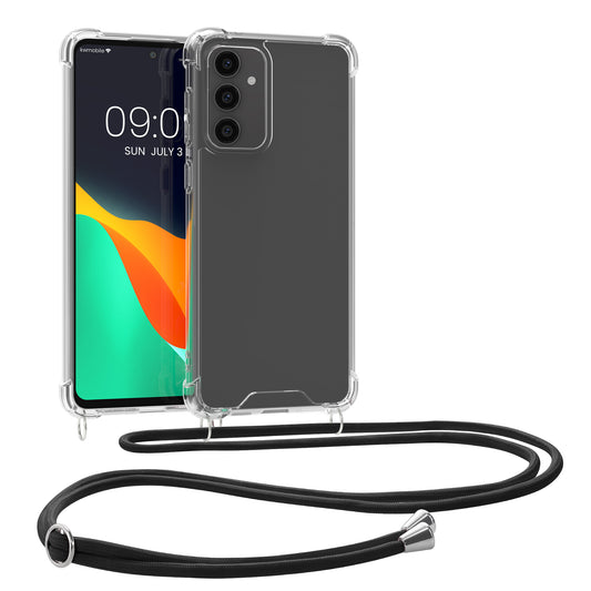 kwmobile Necklace Case kompatibel mit Samsung Galaxy S23 FE Hülle - Silikon Cover mit Handykette - Band Handyhülle Schwarz Transparent Schwarz  
