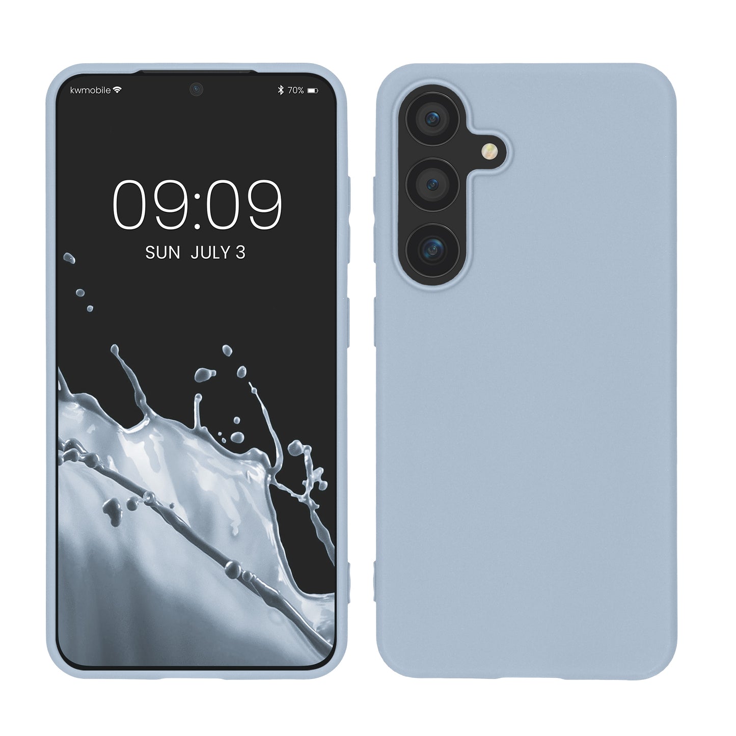 kwmobile Handyhülle für Samsung Galaxy S25 Hülle - TPU Case - Kabelloses Laden - Schutzhülle Cover in Hellblau matt Hellblau matt  