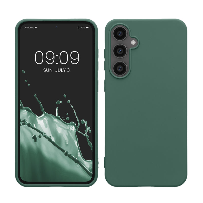 kwmobile Handyhülle für Samsung Galaxy S23 FE Hülle - TPU Case - Kabelloses Laden - Schutzhülle Cover in Tannengrün Tannengrün  