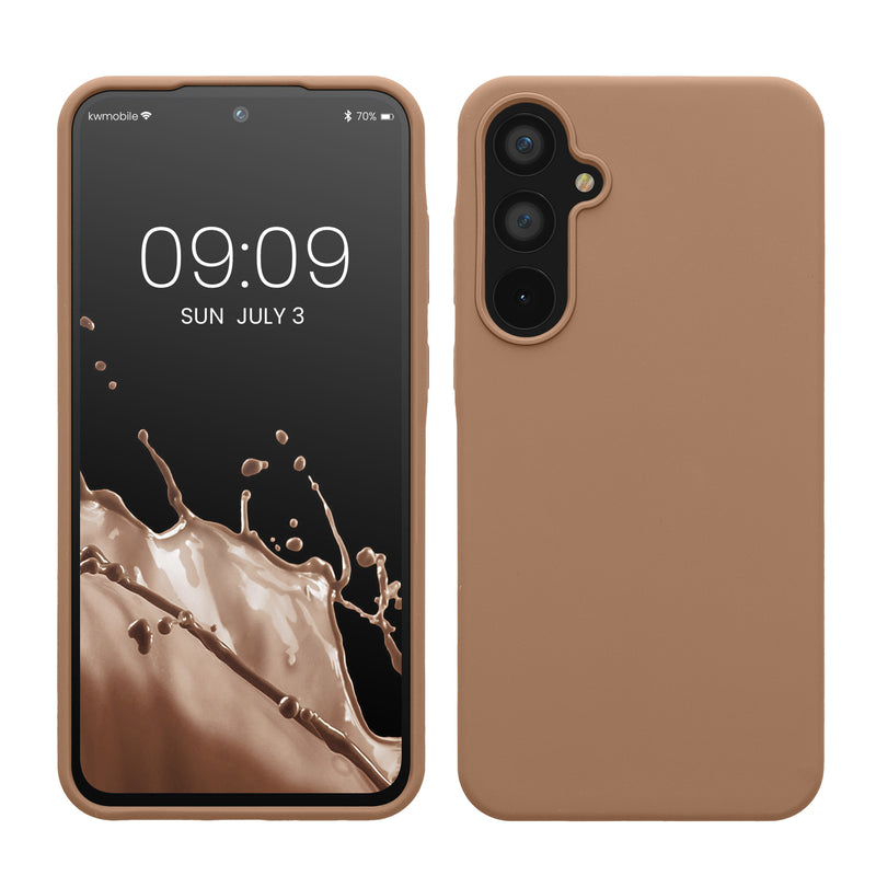 kwmobile Handyhülle für Samsung Galaxy A55 5G Hülle - Case Silikon - Kabelloses Laden - Schutzhülle Cover in Cappuccino Cappuccino  
