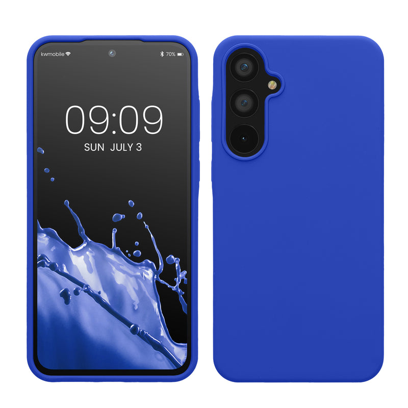 kwmobile Handyhülle für Samsung Galaxy A55 5G Hülle - Case Silikon - Kabelloses Laden - Schutzhülle Cover in Baltik Blau Baltik Blau  