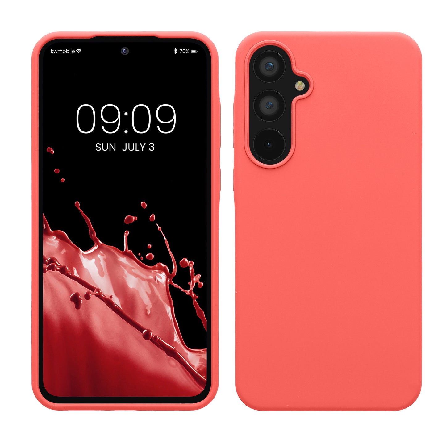 kwmobile Handyhülle für Samsung Galaxy A55 5G Hülle - Case Silikon - Kabelloses Laden - Schutzhülle Cover in Neon Koralle Neon Koralle  