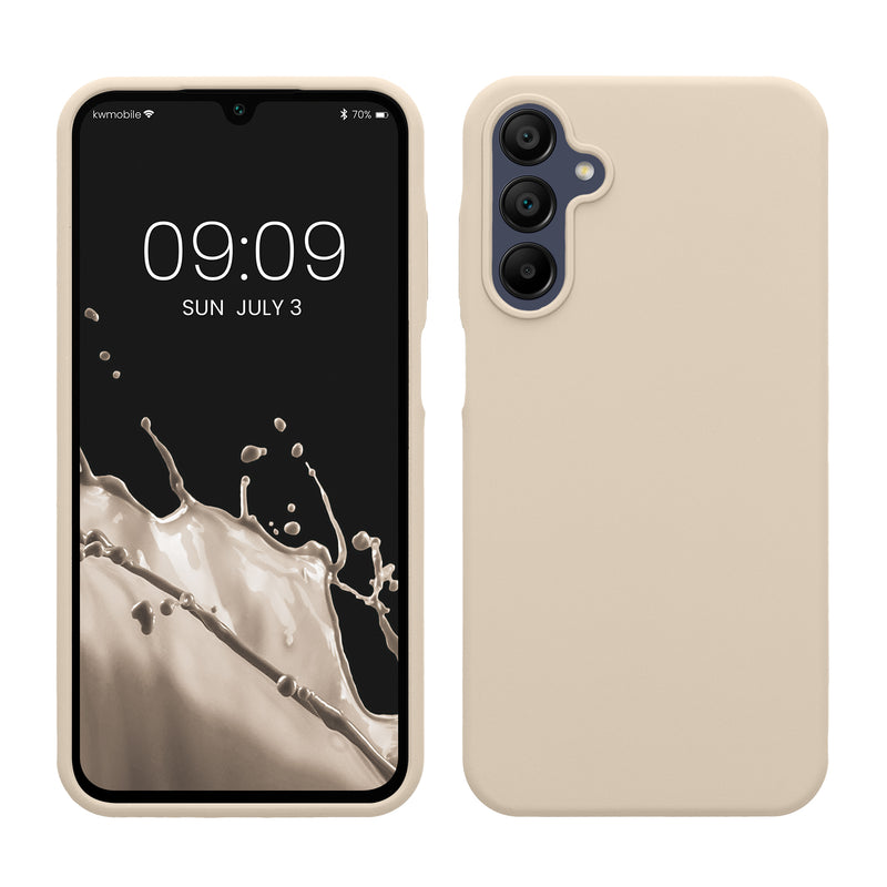 kwmobile Handyhülle für Samsung Galaxy A15 5G Hülle - Case Silikon - Kabelloses Laden - Schutzhülle Cover in Creme matt Creme matt  