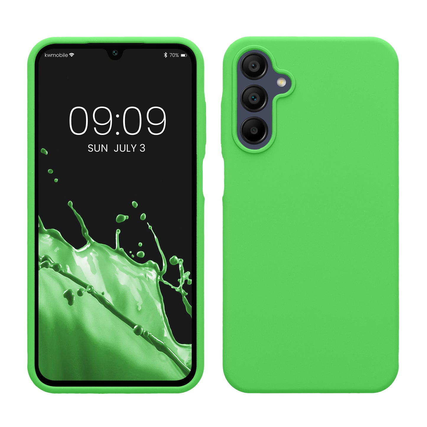 kwmobile Handyhülle für Samsung Galaxy A15 5G Hülle - Case Silikon - Kabelloses Laden - Schutzhülle Cover in Limettengrün Limettengrün  