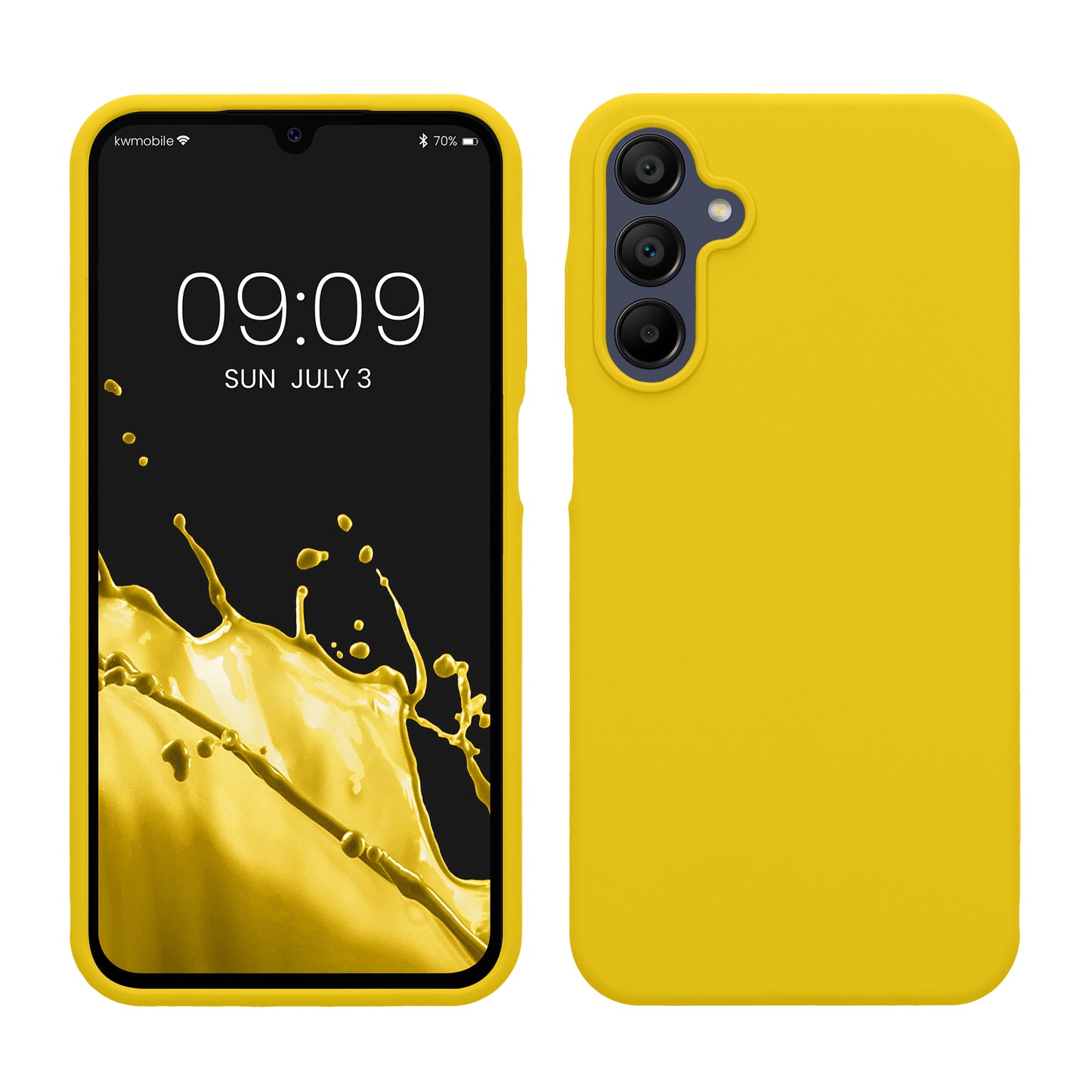kwmobile Handyhülle für Samsung Galaxy A15 5G Hülle - Case Silikon - Kabelloses Laden - Schutzhülle Cover in Strahlend Gelb Strahlend Gelb  