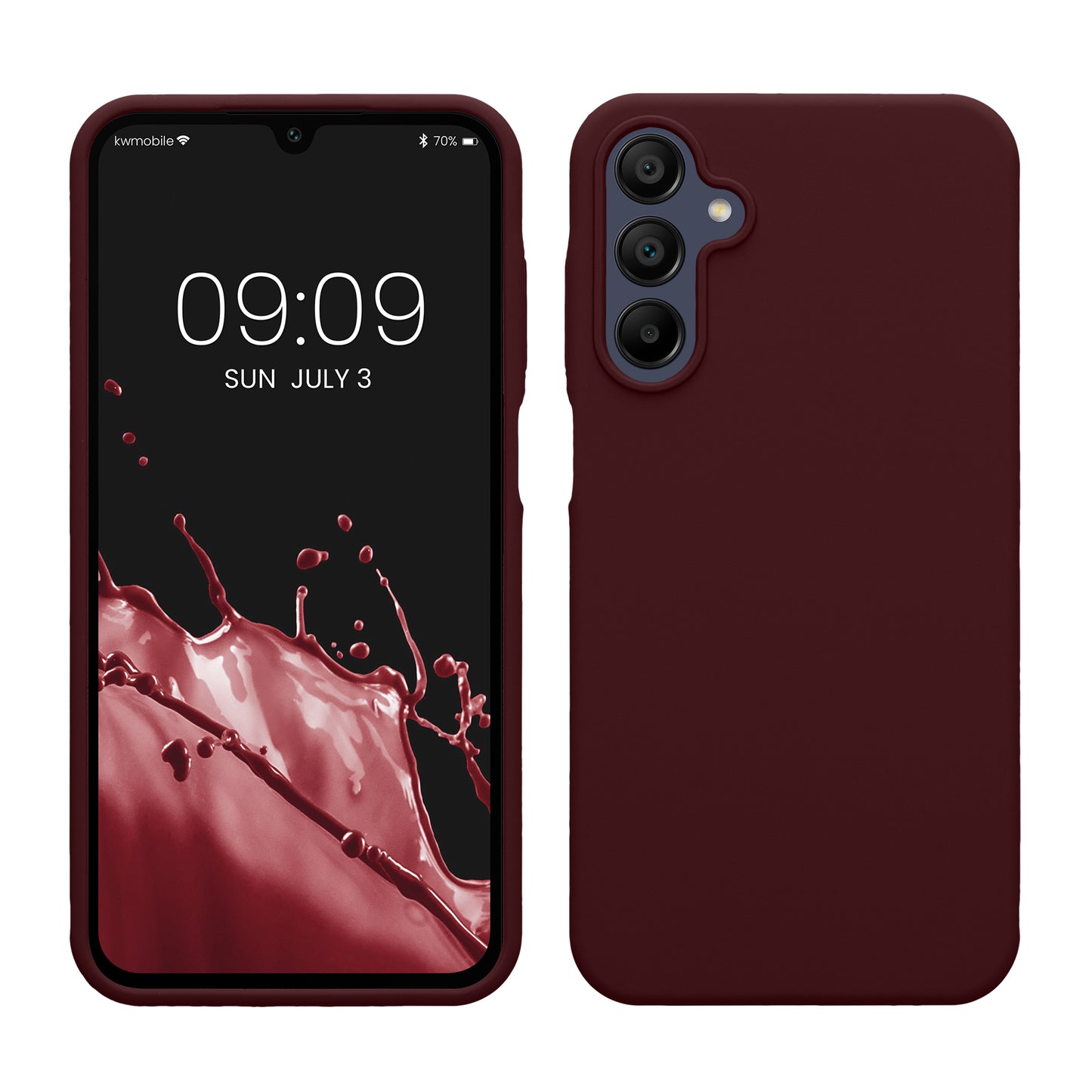 kwmobile Handyhülle für Samsung Galaxy A15 5G Hülle - Case Silikon - Kabelloses Laden - Schutzhülle Cover in Bordeaux Violett Bordeaux Violett  