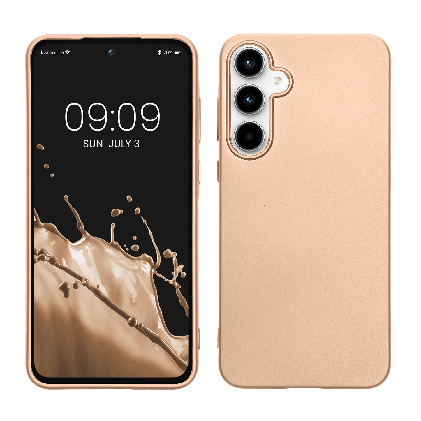 kwmobile Handyhülle für Samsung Galaxy A55 5G Hülle - Silikon Case metallisch schimmernd - Schutzhülle Cover - Metallic Gold Metallic Gold  