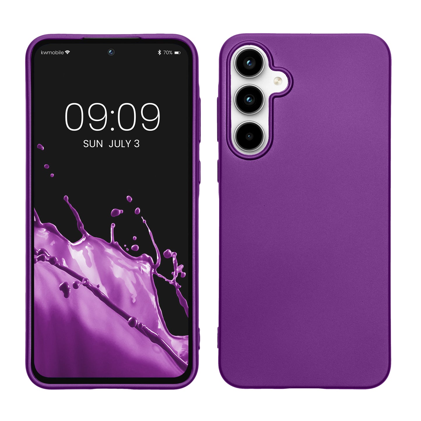 kwmobile Handyhülle für Samsung Galaxy A55 5G Hülle - Silikon Case metallisch schimmernd - Schutzhülle Cover - Metallic Violett Metallic Violett  