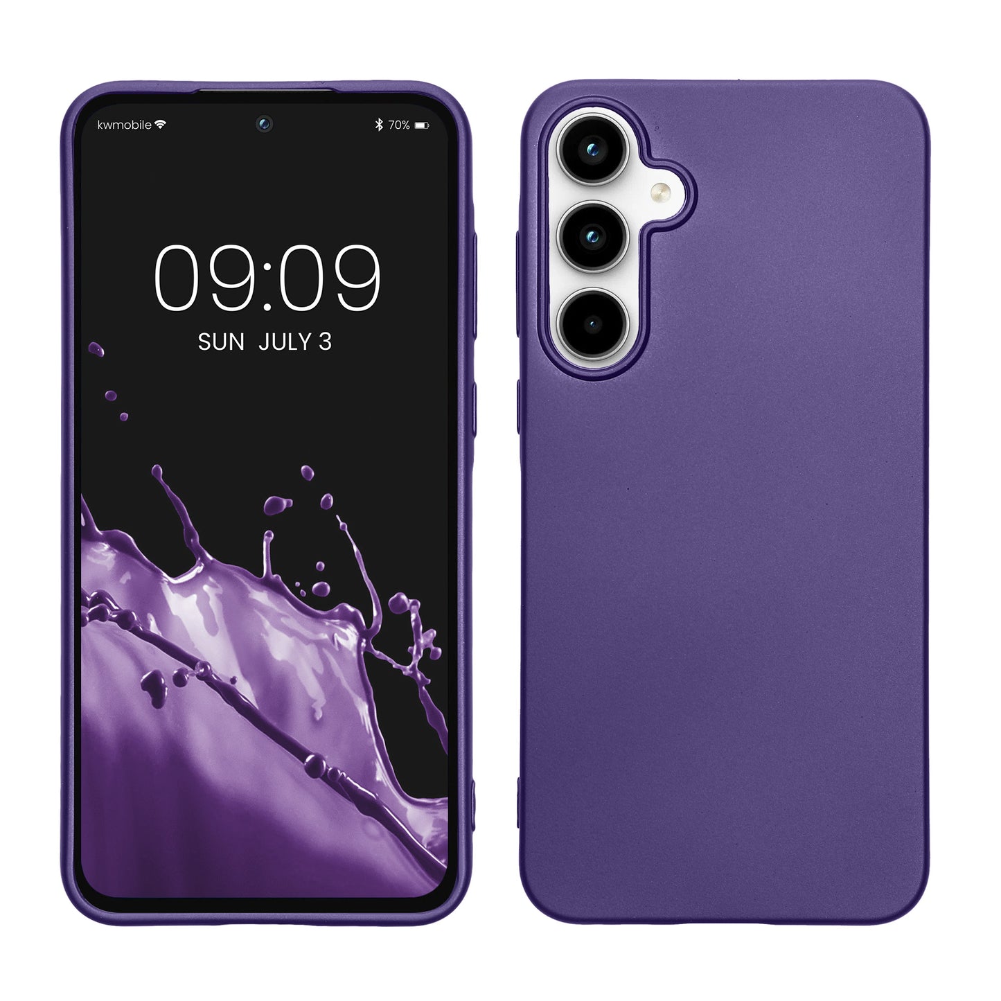 kwmobile Handyhülle für Samsung Galaxy A55 5G Hülle - Silikon Case metallisch schimmernd - Schutzhülle Cover - Metallic Blauviolett Metallic Blauviolett  