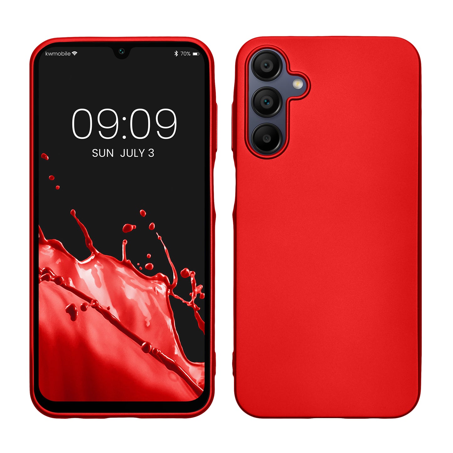 kwmobile Handyhülle für Samsung Galaxy A15 5G Hülle - Silikon Case metallisch schimmernd - Schutzhülle Cover - Metallic Dunkelrot Metallic Dunkelrot  