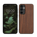 kwmobile Handyhülle für Samsung Galaxy A55 5G Hülle Holz - Case mit TPU Bumper - Stoßfestes Hardcase - Schutzhülle Cover in Dunkelbraun Dunkelbraun  