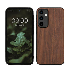 kwmobile Handyhülle für Samsung Galaxy A55 5G Hülle Holz - Case mit TPU Bumper - Stoßfestes Hardcase - Schutzhülle Cover in Dunkelbraun Dunkelbraun  