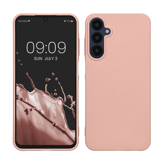 kwmobile Handyhülle für Samsung Galaxy A25 Hülle - Silikon Case metallisch schimmernd - Schutzhülle Cover - Metallic Rosegold Metallic Rosegold  