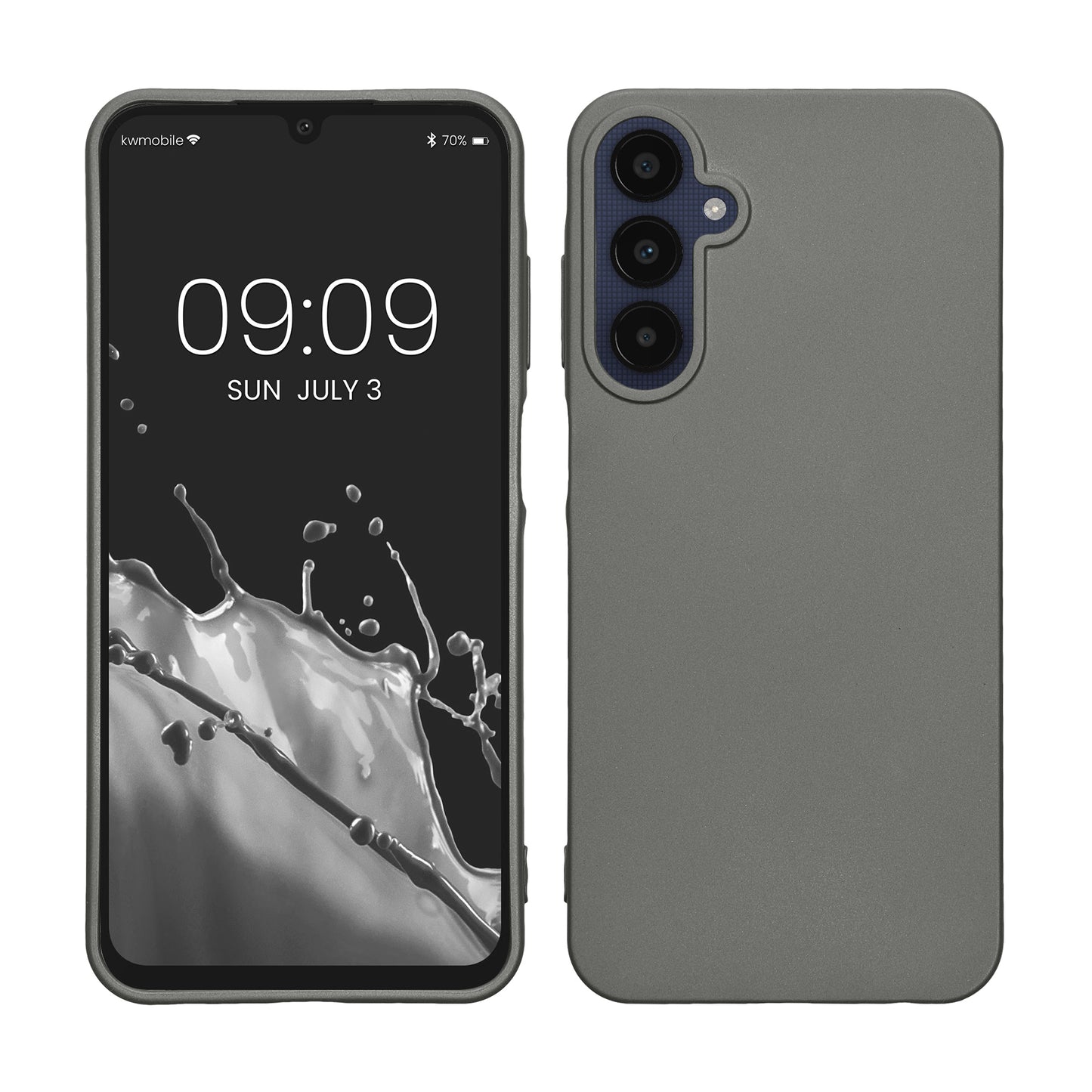 kwmobile Handyhülle für Samsung Galaxy A25 Hülle - Silikon Case metallisch schimmernd - Schutzhülle Cover - Metallic Grau Metallic Grau  